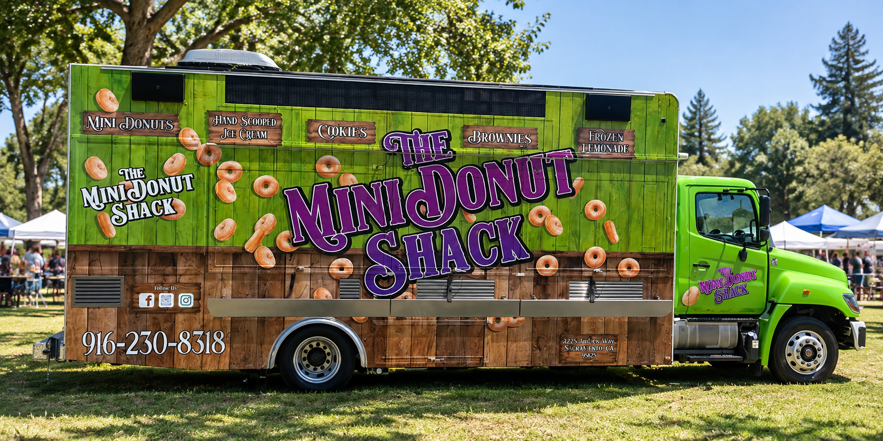 The Mini Donut Shack food truck at an outdoor event